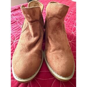 Women's Brown Suede Fringed Ankle Boots Side Zip Comfort Fashion Booties